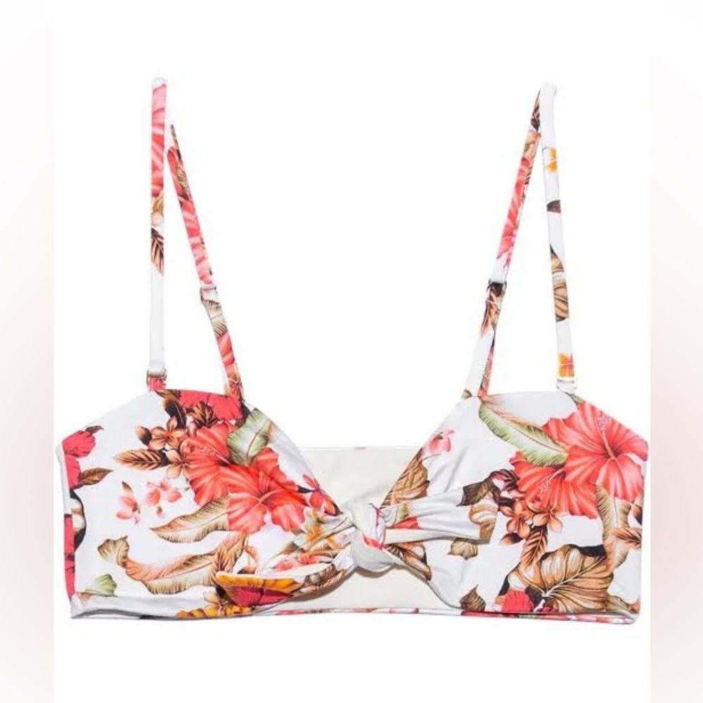 Beach Bunny Layla Bandeau Tropicali Hibiscus Floral Print Tie NWT L